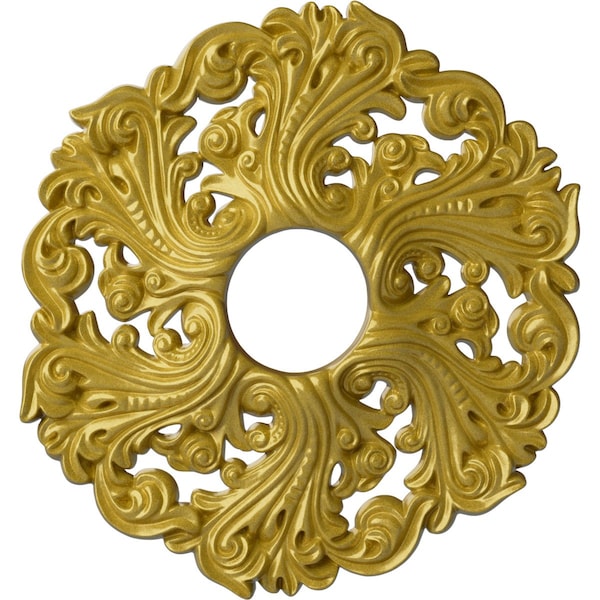 Ekena Millwork Orrington Ceiling Medallion (Fits Canopies up to 4 3/4"), 19 5/8"OD x 4 3/4"ID x 1 3/4"P, Rich Gold CM19ORRGS - main
